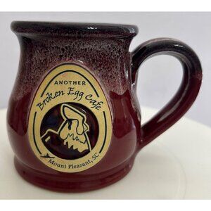 Another Broken Egg Cafe Mug Hand Thrown Deneen Pottery USA 2015 Maroon 3.25”